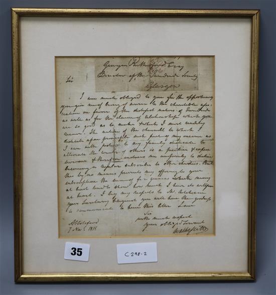 J W Walter Scott: Framed and signed letters